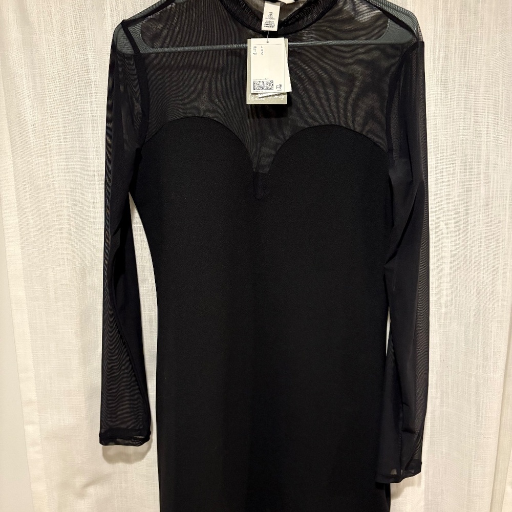 H&M Black long sheer sleeve mini dress